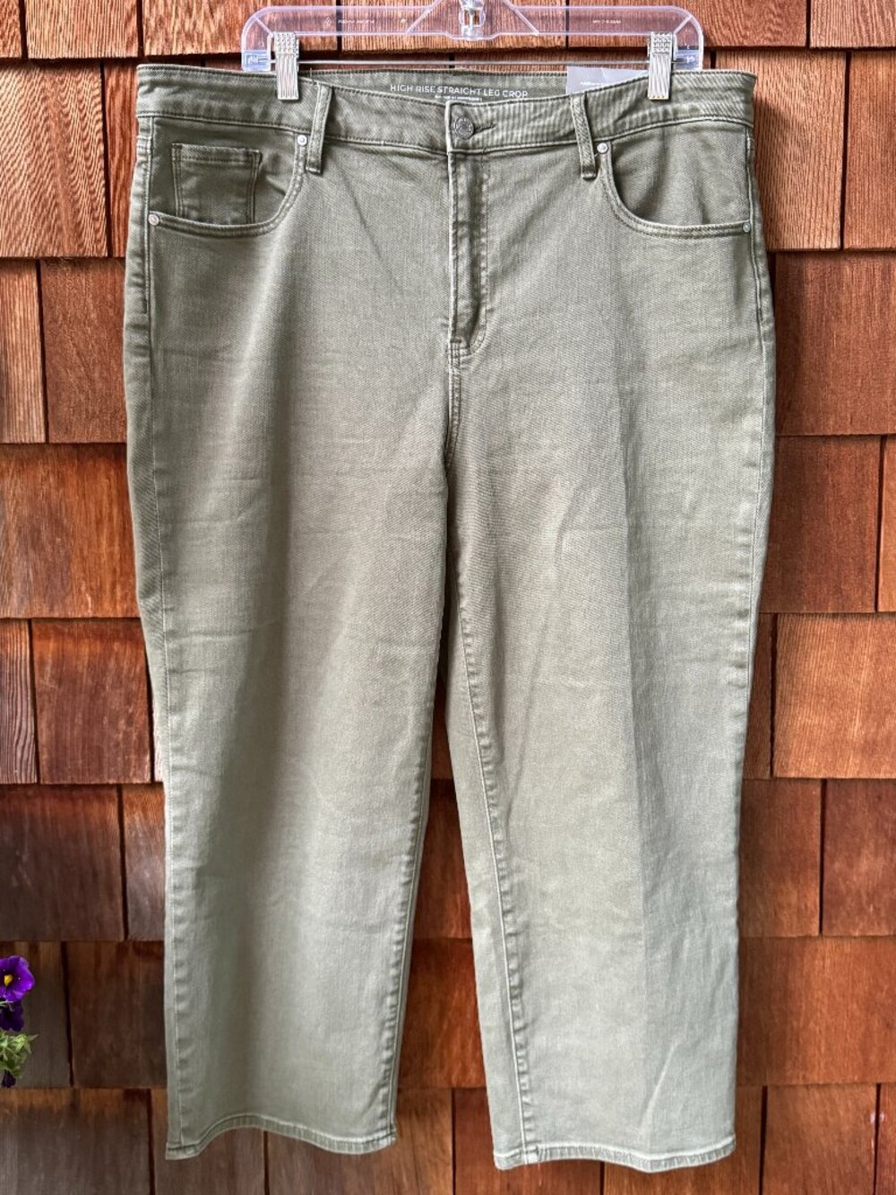 NWT Chico's Olive High Rise Straight Leg Cropped Denim Jeans in Women's 16